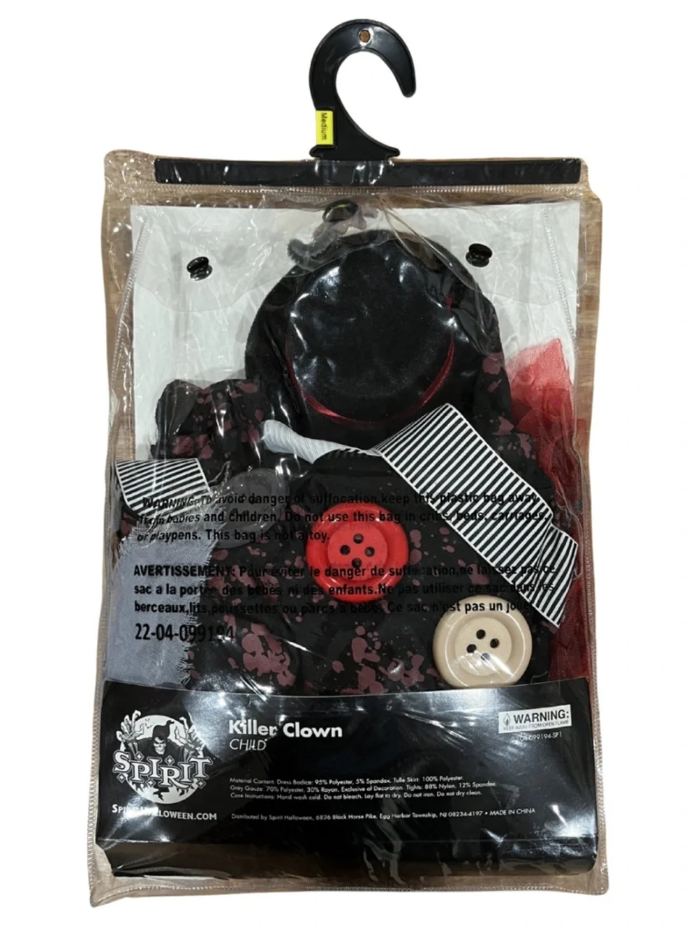 Spirit Killer Clown Girls Costume - Red, Black, Gray - Picture 2 of 2